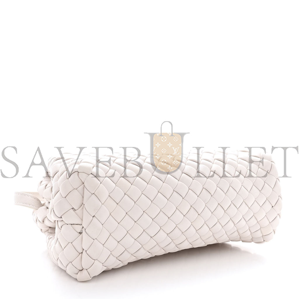 BOTTEGA VENETA NAPPA INTRECCIATO MINI TOP HANDLE SHOULDER BAG CHALK (22*17*9cm)